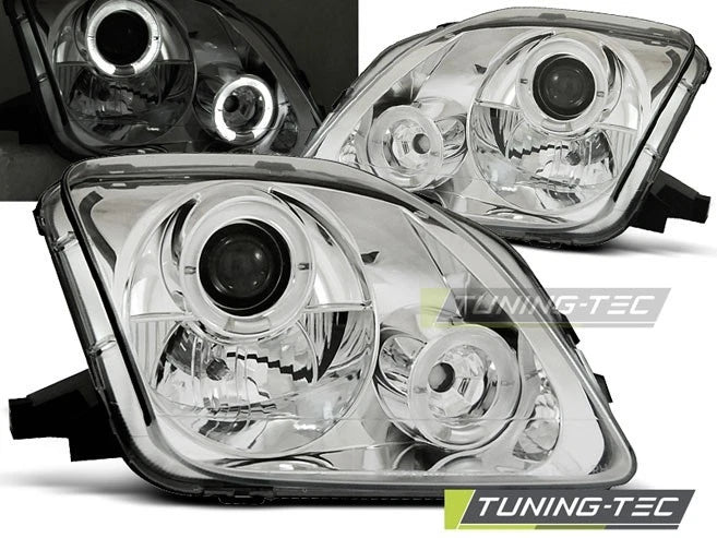 COPPIA FARI FANALI ANTERIORI HONDA PRELUDE 02/97-01 ANGEL EYES CROMATO