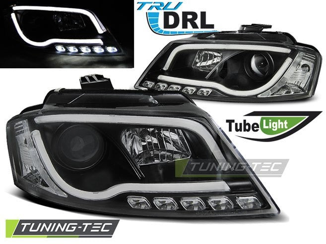 Coppia Fari Anteriori Audi A3 8P 08 - 12 Tube Light Dayline DRL