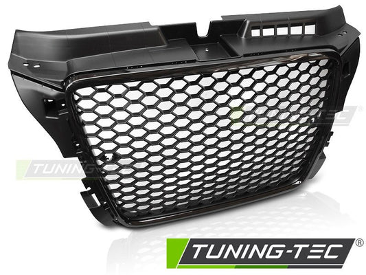 GRIGLIA ANTERIORE NERO LUCIDO STYLE S3 RS3 A NIDO D'APE PER AUDI A3 8P 2008-2012