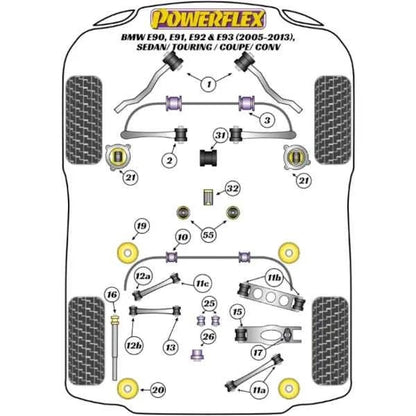 SUPPORTI RINFORZATI BOCCOLE Powerflex Sottotelaio Posteriore BMW E90 E91 E92 E93