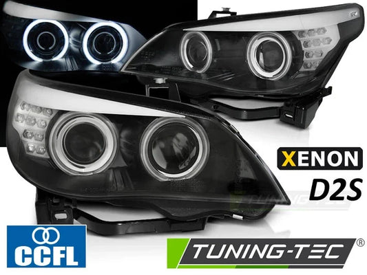 Coppia Fari xenon d2s Anteriori per BMW Serie 5 E60 E61 Angel Eyes
