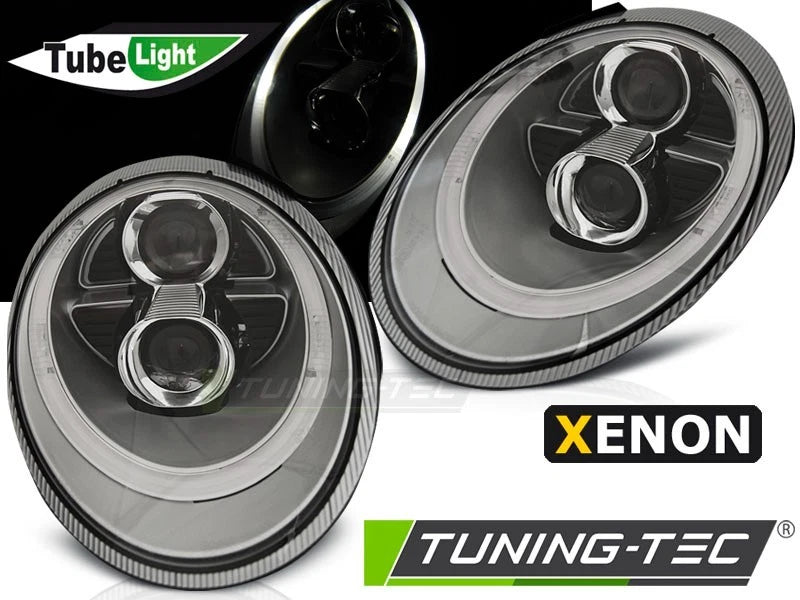COPPIA FARI FANALI ANTERIORI XENON LED ARGENTO per PORSCHE 911 (997) 04-09