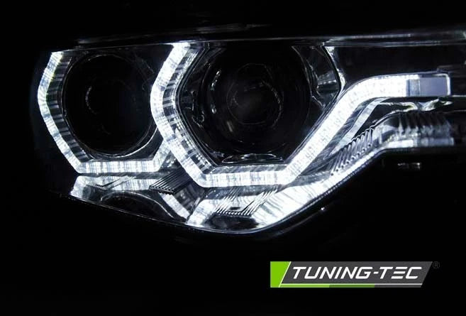 Coppia Fari Fanali F30 F31 LCI 2015 2018 ANGEL EYES LED Cromato ALOGENI