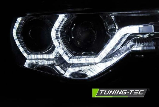 Coppia Fari Fanali F30 F31 LCI 2015 2018 ANGEL EYES LED Cromato ALOGENI