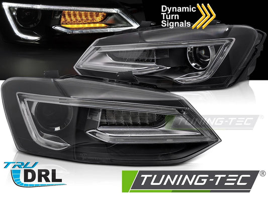 FARI FANALI ANTERIORI LED NERI VW POLO V 2009 - 2014
