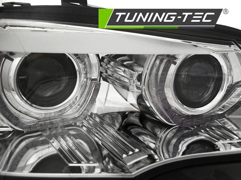 COPPIA FANALI FARI ANTERIORI XENON LED ANGEL EYES BMW X5 E70 07-10 CON AFS