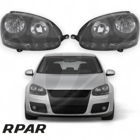 Coppia di Fari Anteriori FONDO NERO TUNING VW GOLF 5 V 2003-2009 Neri