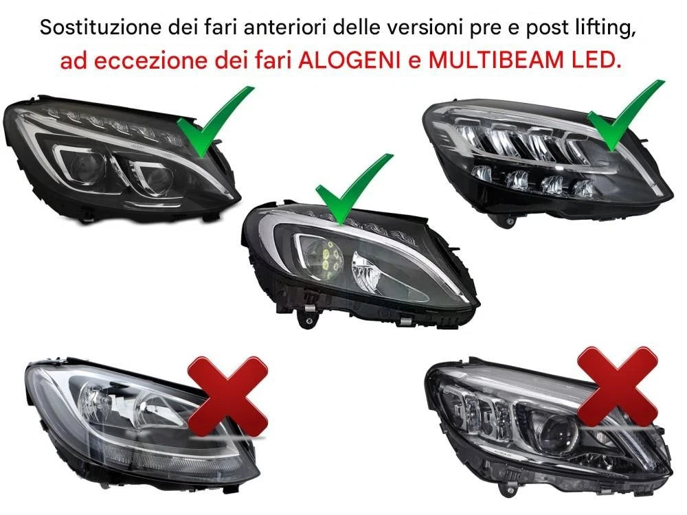 COPPIA FARI FANALI FULL LED NERI MERCEDES W205 2014 - 2021