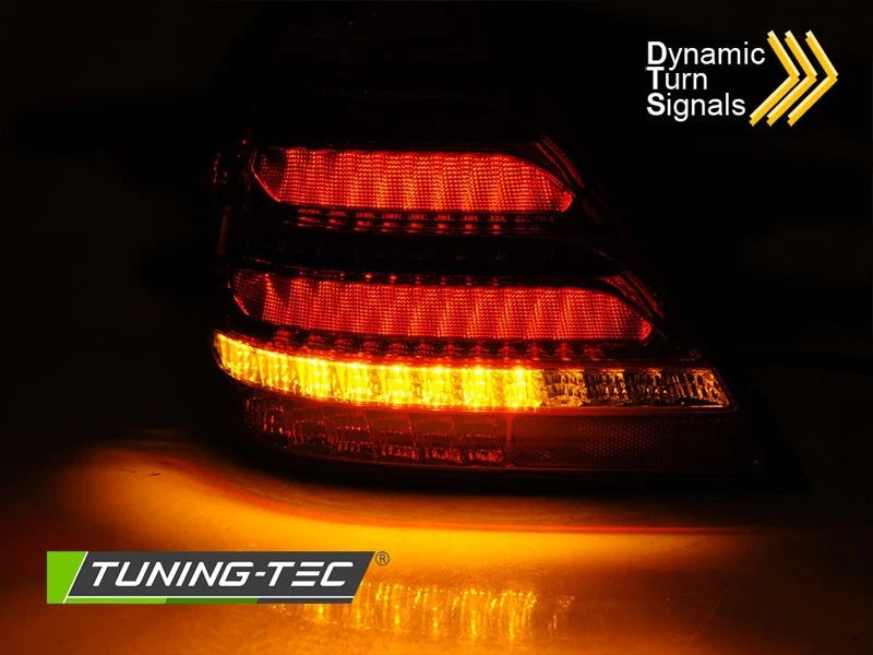 COPPIA FARI FANALI POSTERIORI MERCEDES W203 SEDAN 04-07 RED fumè LED BAR