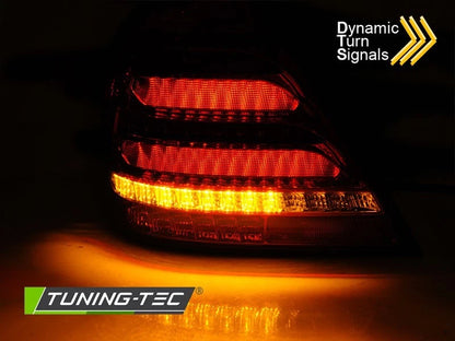 COPPIA FARI FANALI POSTERIORI MERCEDES W203 SEDAN 04-07 RED fumè LED BAR