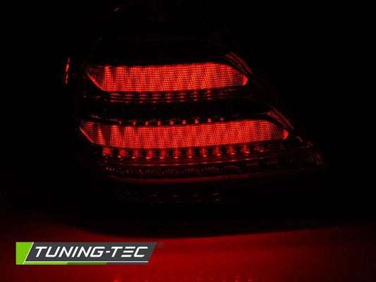 COPPIA FARI FANALI POSTERIORI MERCEDES W203 SEDAN 04-07 RED SMOKE LED BAR