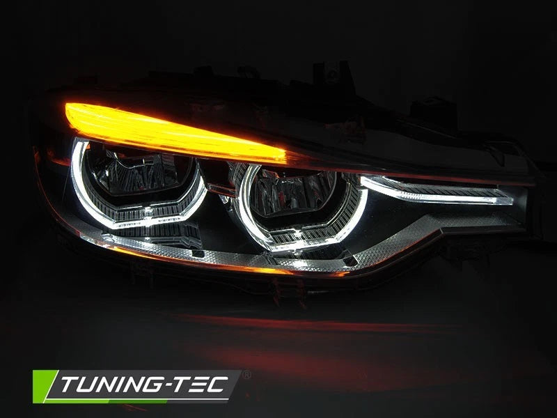 COPPIA fari full led Angel Eyes neri per BMW Serie 3 F30 F31 LCI 2015-2018