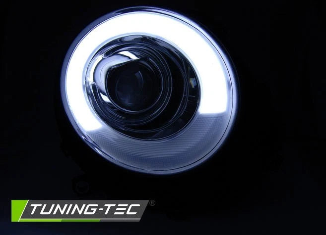 COPPIA FARI ANTERIORI A LED MINI R55 R56 R57 06-14 Tube Light cromo