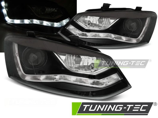 Fari fanali Anteriori VW Polo 6R 2009 - 2014 a led Dayline nero
