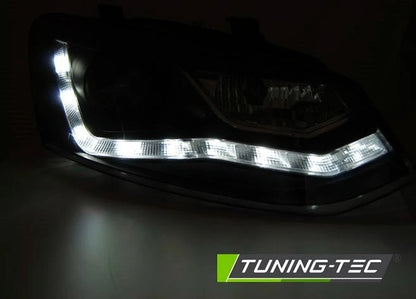 Fari fanali Anteriori VW Polo 6R 2009 - 2014 a led Dayline nero