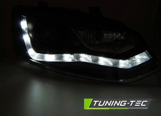 Fari fanali Anteriori VW Polo 6R 2009 - 2014 a led Dayline nero
