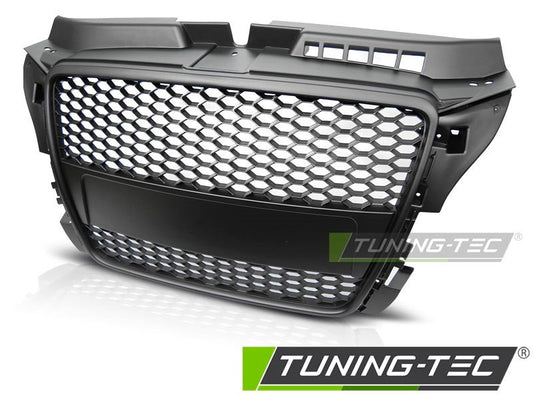 GRIGLIA ANTERIORE NERO OPACO STYLE S3 RS3 A NIDO D'APE PER AUDI A3 8P 2008-2012