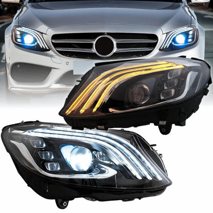 COPPIA FARI FANALI FULL LED NERI MERCEDES W205 2014 - 2021