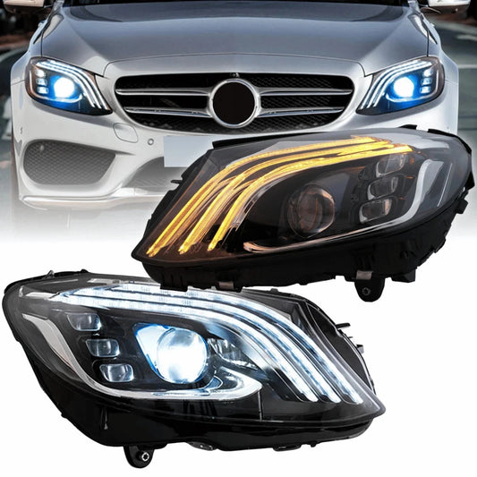 COPPIA FARI FANALI FULL LED NERI MERCEDES W205 2014 - 2021