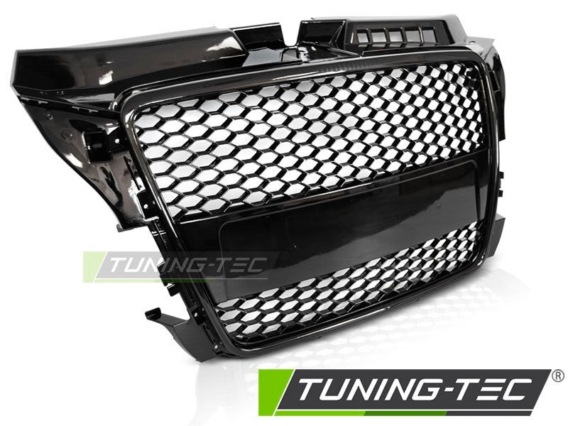 GRIGLIA ANTERIORE NERO LUCIDO STYLE S3 RS3 A NIDO D'APE PER AUDI A3 8P 2008-2012
