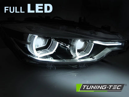 COPPIA fari full led Angel Eyes neri per BMW Serie 3 F30 F31 LCI 2015-2018