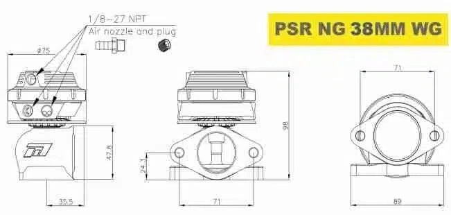 Pulsar PSR Wastegate esterna 38mm 2 -Bolt con molle