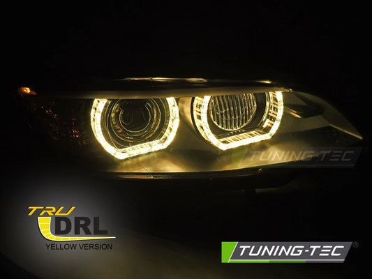 COPPIA FARI FANALI ANTERIORI XENON LED ANGEL EYES NERO PER BMW E92 05-10  NO AFS