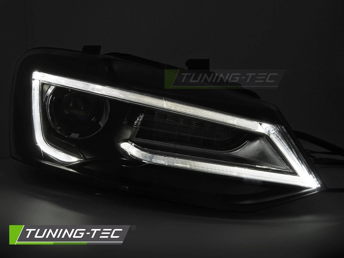 FARI FANALI ANTERIORI LED NERI VW POLO V 2009 - 2014