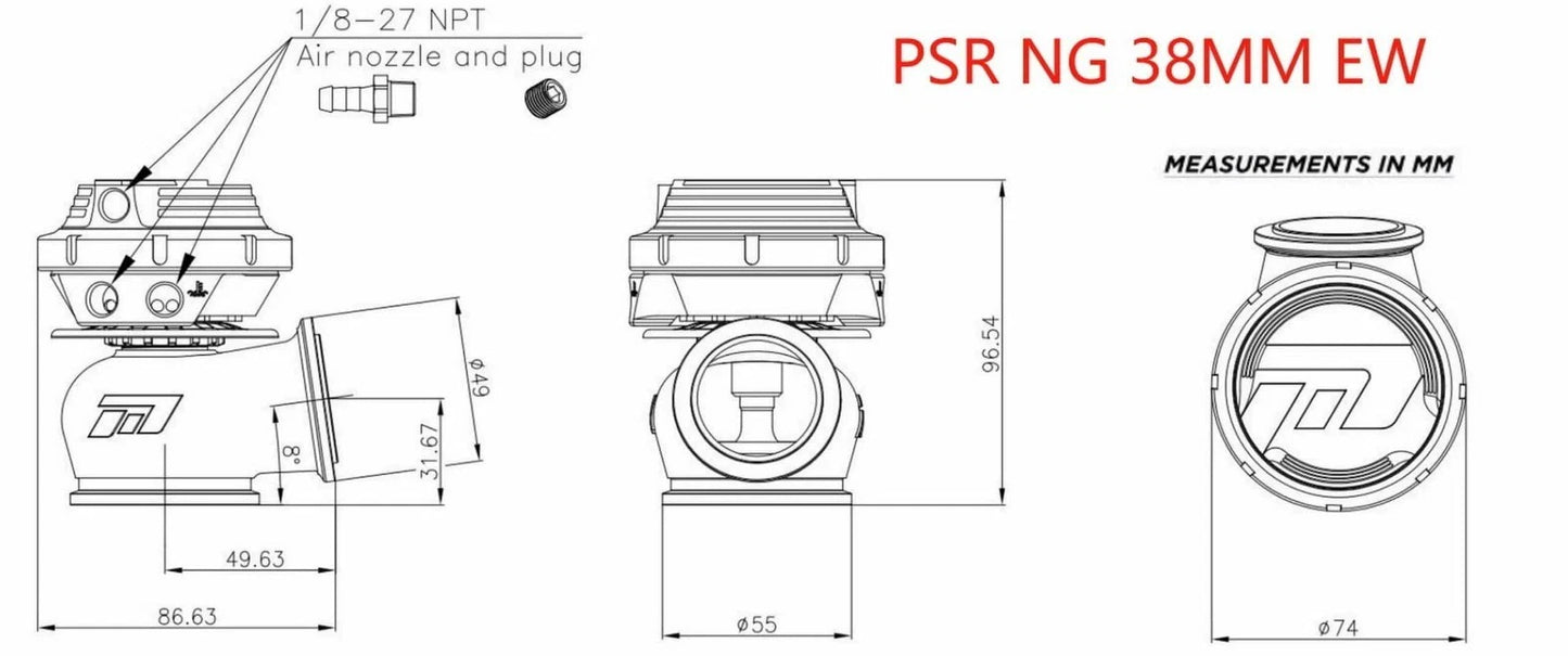 Pulsar PSR Wastegate esterna 38mm V BAND con molle