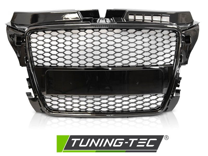 GRIGLIA ANTERIORE NERO LUCIDO STYLE S3 RS3 A NIDO D'APE PER AUDI A3 8P 2008-2012