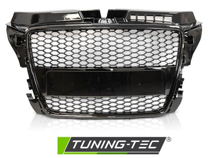 GRIGLIA ANTERIORE NERO LUCIDO STYLE S3 RS3 A NIDO D'APE PER AUDI A3 8P 2008-2012