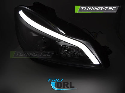 COPPIA FANALI FARI ANTERIORI TUBE LIGHT LED NERO  DRL MERCEDES W204 2011 - 2014