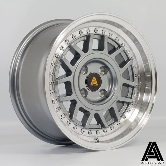 Autostar Storm 15x8" 4x100 ET25, Gunmetal, Polished Lip