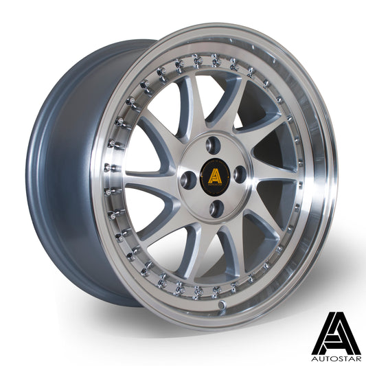 Autostar Vader 17x8" 5x100 ET30, Silver, Polish Face